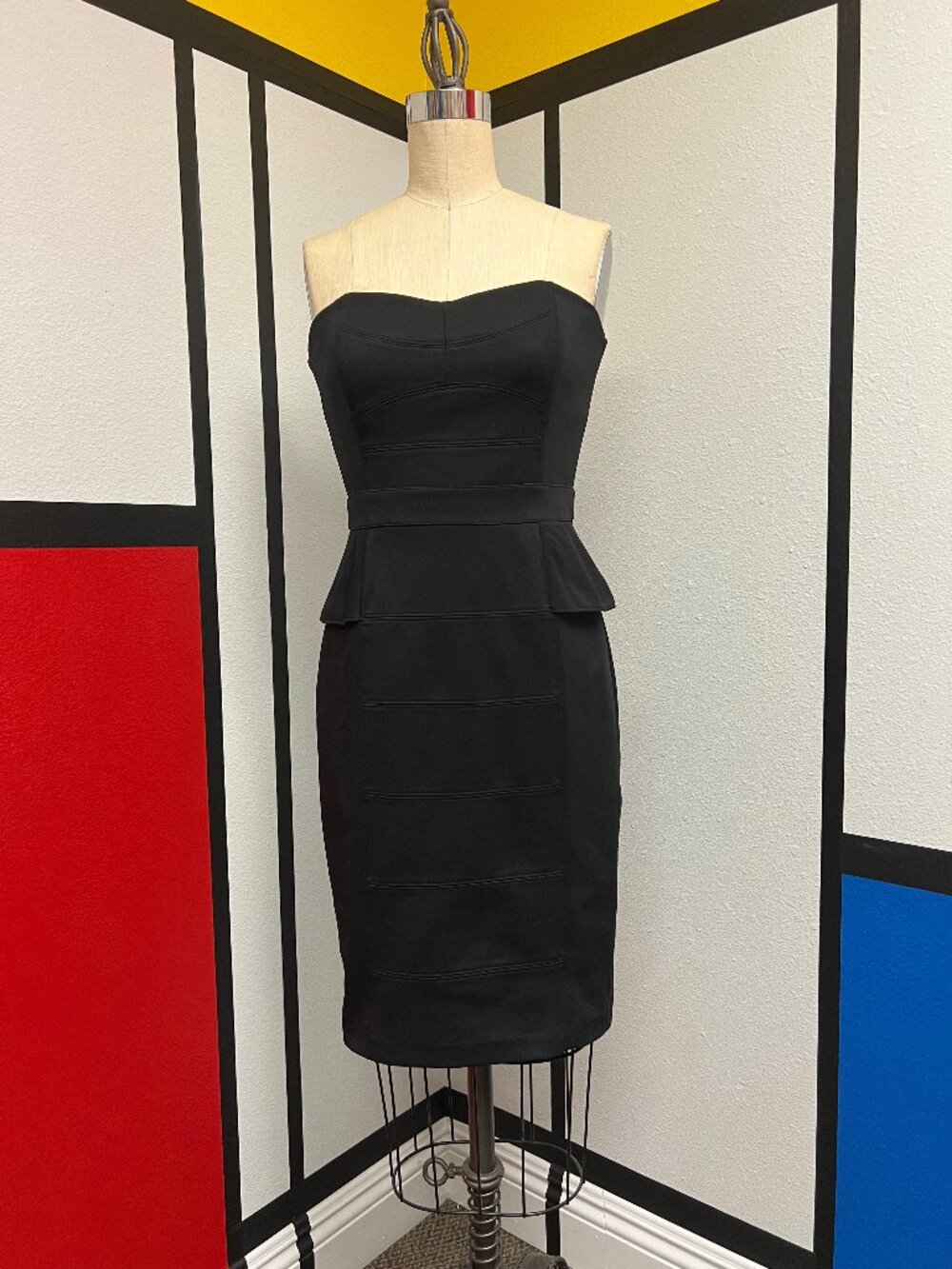 NWT White House Black Market Strapless Peplum Black Dress Size 2 $170